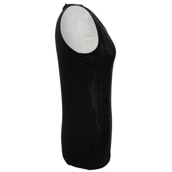 Tribal Black Sequin Front Pullover Tank Top Sz Small Machine Wash Scoop Neck Sle - Picture 3 of 8